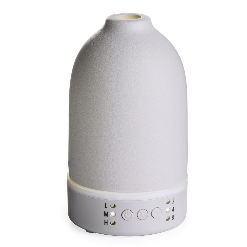 Airome Nebulizer Essential Oil Diffuser|Waterless and No Heat Aromatherapy Diffuser, White LED Light, Intermittent & Continual Mist, Timer and Auto Shut-Off, Stone