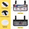 4th of July Wheelchair Side Bag Walker Bag, Independence Day American Star on Wood Blue Wheelchair Accessories Armrest Pouch, Organizer Storage Bag for Walkers, Rollators, 7.3''x13'' view 3