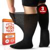 Wide Calf Socks, Extra Wide Diabetic Socks for Men and Women, Loose Fit Size 10-13 [3 Pairs] view 1