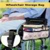 Easter Bunny Wheelchair Side Bag Walker Bag, Spring Flower Eggs on Pink and Green Buffalo Check Wheelchair Accessories Armrest Pouch, Organizer Storage Bag for Walkers, Rollators, 7.3''x13'' view 2