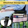 Pink Stripe Wheelchair Side Bag Walker Bag, Farmhouse White Line Art Wheelchair Accessories Armrest Pouch, Organizer Storage Bag for Walkers, Rollators, Scooters, 7.3''x13'' view 2