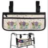 Spring Floral Wheelchair Side Bag Walker Bag, Summer Flowers Live Laugh Love Purple Plaid Wheelchair Accessories Armrest Pouch, Organizer Storage Bag for Walkers, Rollators, 7.3''x13'' view 1
