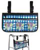 Spring Florals Wheelchair Side Bag Walker Bag, Tulip Lavender Flower Blue Checkered Wheelchair Accessories Armrest Pouch, Organizer Storage Bag for Walkers, Rollators, Scooters, 7.3''x13'' view 1