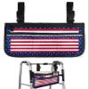 4th of July Wheelchair Side Bag Walker Bag, Patriotic American Star Red Striped Wheelchair Accessories Armrest Pouch, Organizer Storage Bag for Walkers, Rollators, Scooters, 7.3''x13'' view 1