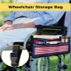 4th of July Wheelchair Side Bag Walker Bag, Patriotic American Star Red Striped Wheelchair Accessories Armrest Pouch, Organizer Storage Bag for Walkers, Rollators, Scooters, 7.3''x13'' view 2