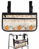 Thanksgiving Pumpkins Wheelchair Side Bag Walker Bag, Fall Autumn Harvest Maple Leaves Wheelchair Accessories Armrest Pouch, Organizer Storage Bag for Walkers, Rollators, Scooters, 7.3''x13'' view 1
