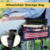 4th of July Wheelchair Side Bag Walker Bag, American Flag Star Independence Day Wheelchair Accessories Armrest Pouch, Organizer Storage Bag for Walkers, Rollators, Scooters, 7.3''x13'' view 2