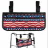 4th of July Wheelchair Side Bag Walker Bag, Wave American Flag Star Independence Day Patriotic Wheelchair Accessories Armrest Pouch, Organizer Storage Bag for Walkers, Rollators, 7.3''x13'' view 1