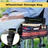 4th of July Wheelchair Side Bag Walker Bag, Wave American Flag Star Independence Day Patriotic Wheelchair Accessories Armrest Pouch, Organizer Storage Bag for Walkers, Rollators, 7.3''x13'' view 2