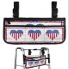 4th of July Wheelchair Side Bag Walker Bag, American Flag Heart Star on Wood Red Striped Wheelchair Accessories Armrest Pouch, Organizer Storage Bag for Walkers, Rollators, Scooters, 7.3''x13'' view 1