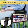 4th of July Wheelchair Side Bag Walker Bag, American Flag Heart Star on Wood Red Striped Wheelchair Accessories Armrest Pouch, Organizer Storage Bag for Walkers, Rollators, Scooters, 7.3''x13'' view 2
