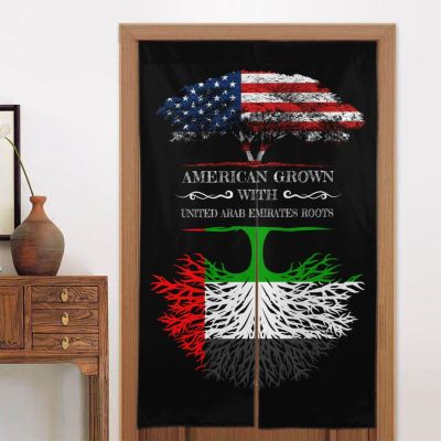 American Grown with United Arab Emirates Roots United Arab Emirates Flag Door Curtain for Doorway Privacy Portiere Room for Bedroom and Dorm Living Room Bathroom Kitchen Windows 34x56 Inch