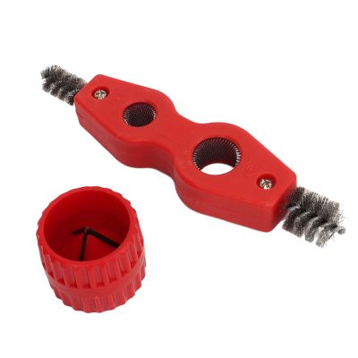 Copper Pipe Cleaner Kit, Handle, Excellent Bristles, High Strength, Plastic and Alloy Steel, Versatile, Pipe Polishing Chamferer kit for Pipe Installation, Cleaning