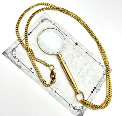 10X Magnifying Glass Necklace  Vintage Pendant Magnifier with Chain  Hands-Free Reading Magnifier for Jewelry, Library, Crafts, and Close-Up Work  Optical Glass Lens for Women & Men Gifts