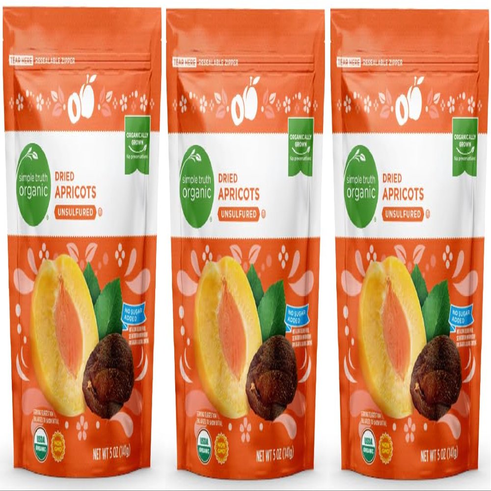 Organic Dried Apricots Unsulfured (Pack Of 3 Bags) 5 oz.