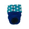 Barkertime Turquoise Polka Dot on Blue Premium Waterproof Cat Diaper, L, Without Tail Hole - Made in USA view 1