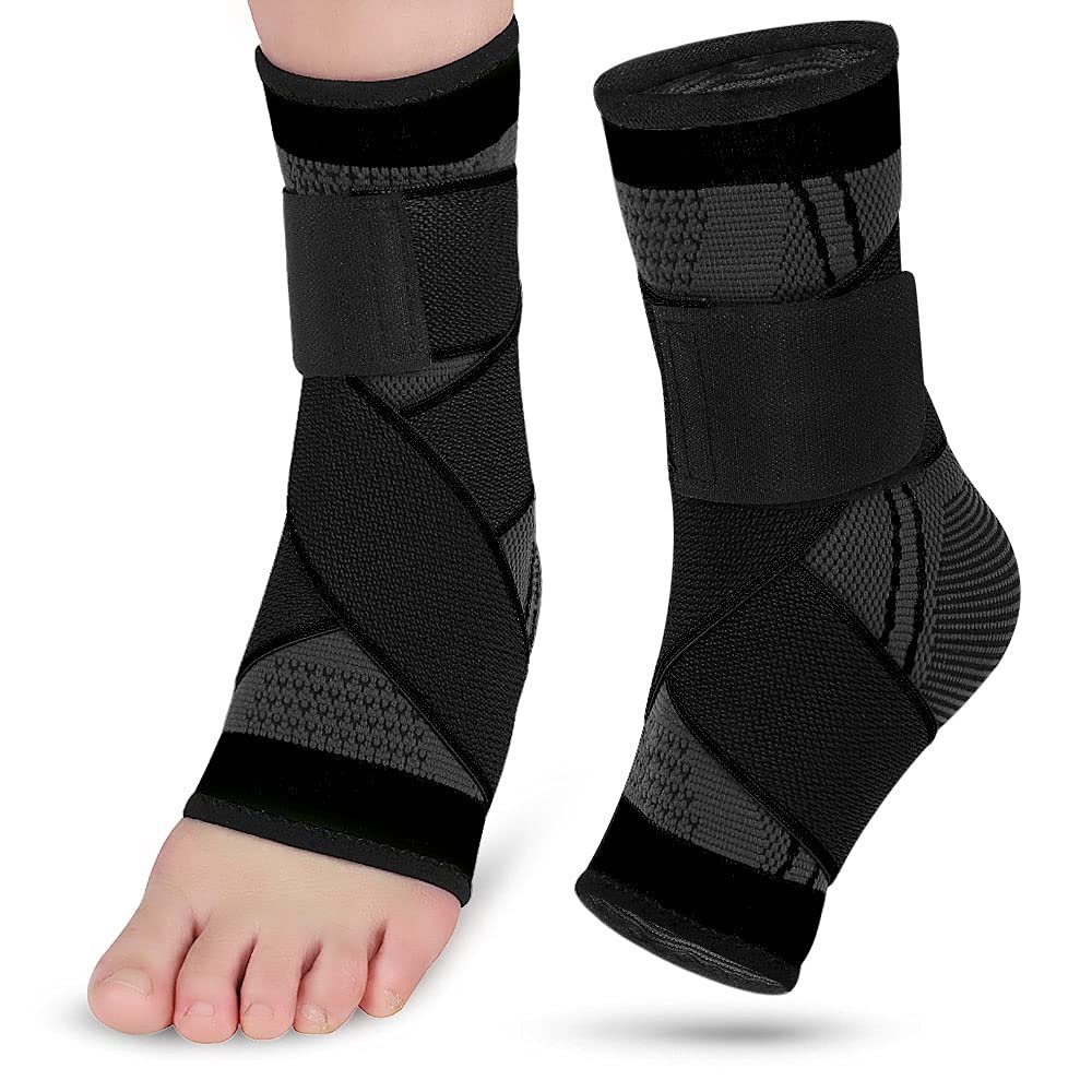 2 Pack Adjustable Ankle Brace Compression Sleeve, Arch Support & Foot Stabilizer, Elastic Wrap for Plantar Fasciitis, Achilles Tendonitis Recovery, Sports Bandage Socks for Men & Women (X-Large)