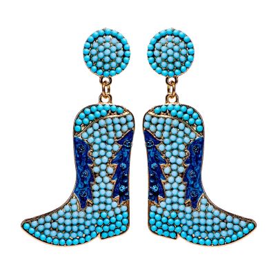 Creative Exaggerated Alloy Rice Beads Boots Earrings Fashion Personality Temperament Love Shoes Earrings Jewelry (Color : A2)