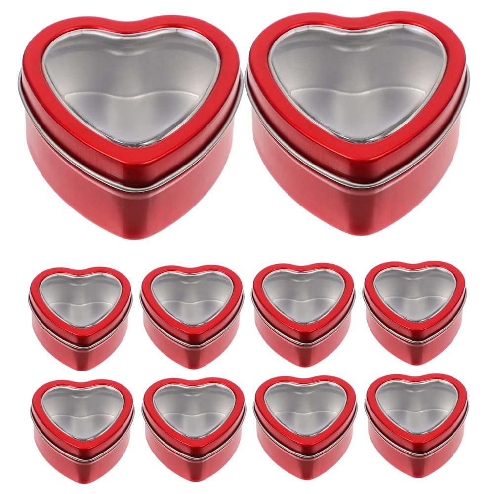 10pcs Wedding Favor Boxes Gift Wrap Boxes for Presents Heart Shaped Boxes Candy Boxes Party Favors Chocolate Boxes Empty Candy Tin Candy Packaging Box Wedding Candy Boxes Gift Case/1652 ( Color : Red