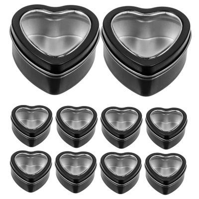 10pcs Wedding Favor Boxes Gift Wrap Boxes for Presents Heart Shaped Boxes Candy Boxes Party Favors Chocolate Boxes Empty Candy Tin Candy Packaging Box Wedding Candy Boxes Gift Case/1652 ( Color : Blac