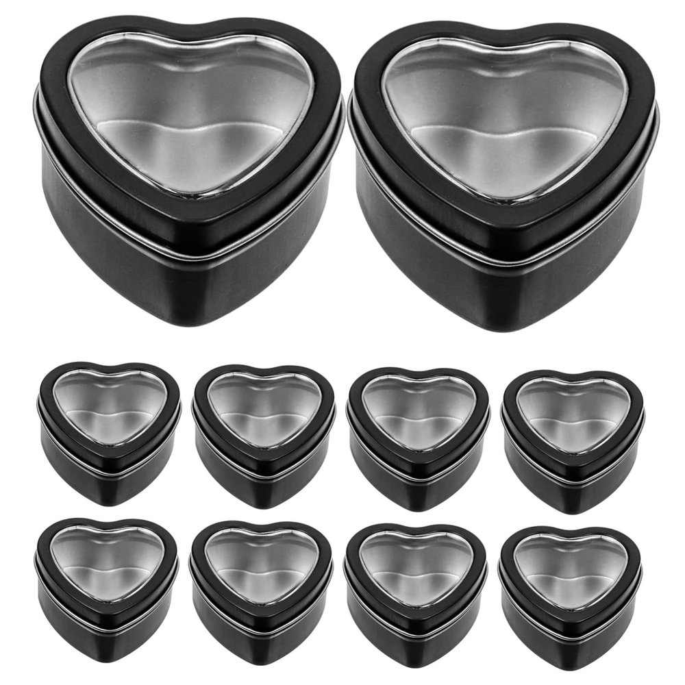 10pcs Wedding Favor Boxes Gift Wrap Boxes for Presents Heart Shaped Boxes Candy Boxes Party Favors Chocolate Boxes Empty Candy Tin Candy Packaging Box Wedding Candy Boxes Gift Case/1652 ( Color : Blac