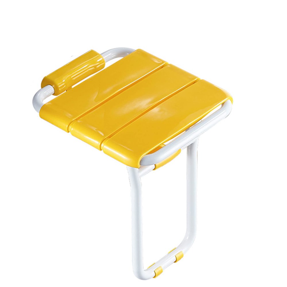 Bath Stools,Folding Seat Wall Mounted for Shower - Non-Slip Shower Stool for Bathroom,Fold up Shower Stool for Elderly Disabled Adults (Color : Yellow)