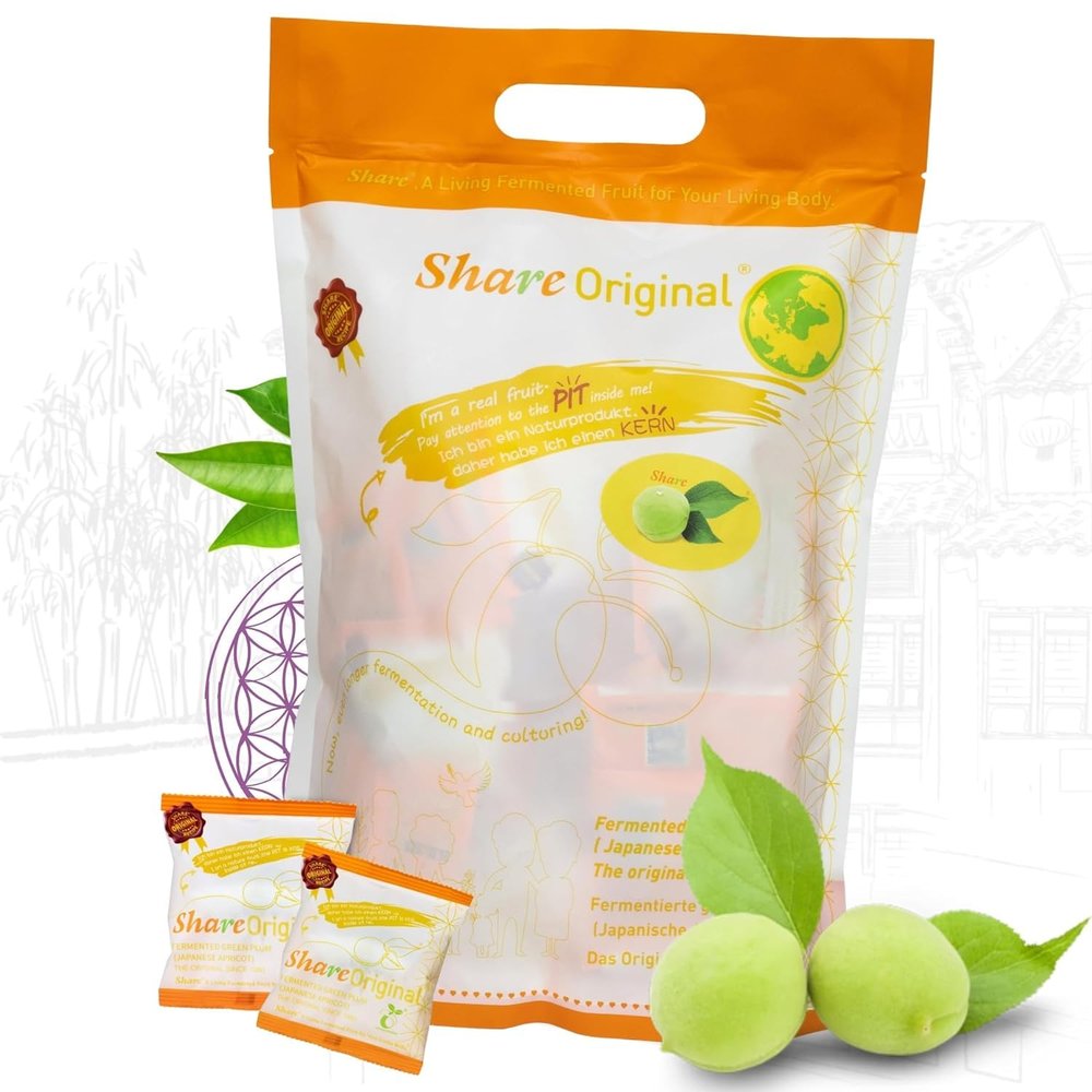 Share Original Fermented Green Plum Japanese Apricot 1,1lb, 30+month fermented, Fermented Plum 1,1lb Monthly Cure, deliciously sweet-sour taste, vegan, lactose-free
