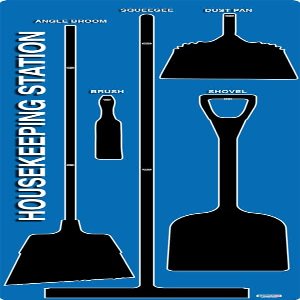 5S Housekeeping Shadow Board Broom Station V5 (Blue Board/Black Shadows)