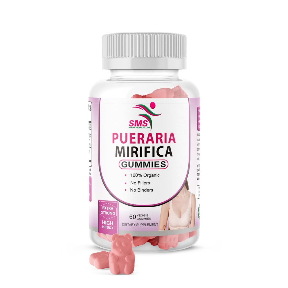 SMSHEALTHPRODUCTS.com Pueraria Mirifica Gummy Supplement - Pure Root 10:1 Concentrated Extract 60 Veggie Gummies, Premium Organic - for Women, Transgender, Men