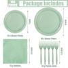 100 Count Sage Paper Plates and Napkins - Green Party Tableware Set - Disposable Plates, Napkins and Forks for Wedding, Birthday, Bridal Shower, Baby Shower - Serve 25 view 2