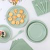 100 Count Sage Paper Plates and Napkins - Green Party Tableware Set - Disposable Plates, Napkins and Forks for Wedding, Birthday, Bridal Shower, Baby Shower - Serve 25 view 4