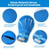 BHXANZOU Dementia Restraint Mitts - Anti-Scratch & Anti-Pull Safety Gloves for Elderly, Washable & Reusable with Finger Separation Design1Pce Blue view 3