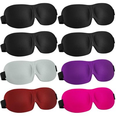 Bencailor 8 Pcs Sleep Eye Mask for Side Sleeper Men Women 3D Contoured Eyes Blackout Covers for Sleep with Adjustable Strap Block Out Light Night Blindfold Eye Shade for Travel(Medium,Classic Colors)