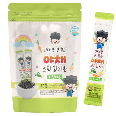 [KIMDAEGAM] Seaweed Flake Stick, Korean Traditional Seasoning/Snack, User-Friendly & Easy-Cut Packaging in Portable & Compact Size for Children, Vegetable Flavor, 5.29 oz (0.35 oz x 15ea)