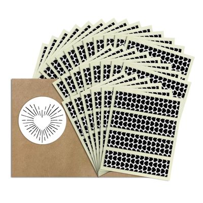 2 x .5 Rectangle Unique Heart Pattern Match Striker Stickers  100 pieces | Charcoal Match Strike Paper with Adhesive Pre-Cut in Rectangles for Easy Match Lighting | Also Available in Stripes, Dots,