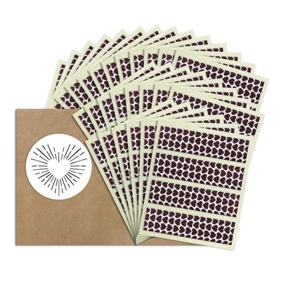2 x .5 Rectangle Unique Heart Pattern Match Striker Stickers  100 pieces | Brown Striped Match Strike Paper with Adhesive Pre-Cut in Rectangles for Easy Match Lighting | Also Available in Stripes,