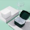 Double Layer Retainer Storage Case, Extra Large Retainer Case No Holes Denture Case Leaf Proof Mouth Guard Case with Strainer Basket Cleaning Denture Container White view 2