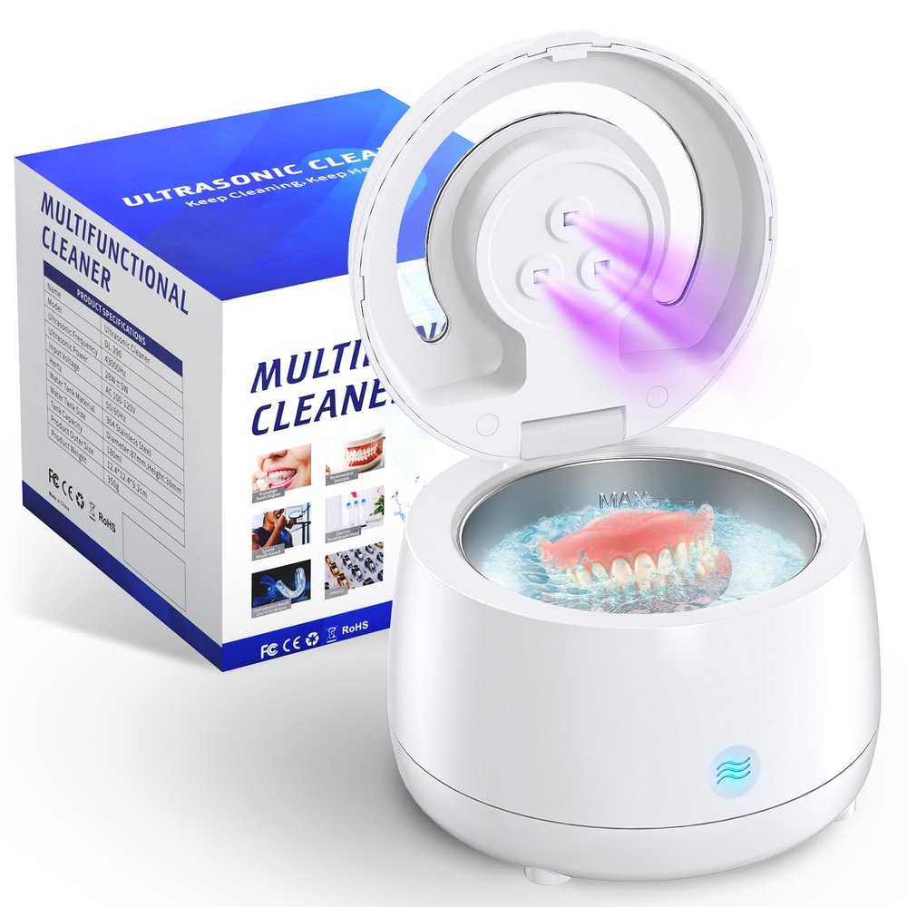 Raymall Ultrasonic Retainer Cleaner, Denture Sonic Retainer Cleaner Machine Appliance for Home Travel, Ultrasonic Cleaning Machine
