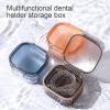Retainer Case Retainer Cleaner Case Denture Bath Case Leaf Proof Mouth Guard Case Sports with Drain Tray Suitable for Dentures Denture Partial Dentures Traditional Braces Blue A view 3