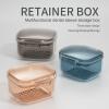 Retainer Case Retainer Cleaner Case Denture Bath Case Leaf Proof Mouth Guard Case Sports with Drain Tray Suitable for Dentures Denture Partial Dentures Traditional Braces Blue B view 4