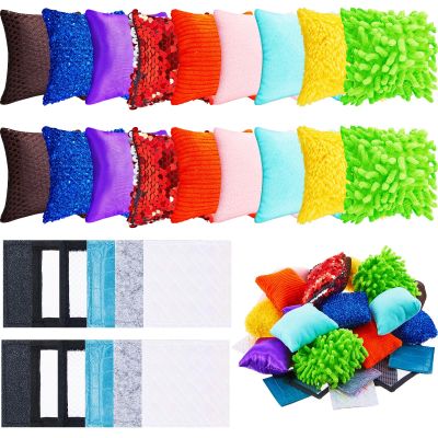 Haull 30 Pcs Sensory Mats Kids Squares Assorted Textured Beanbags Mini Baby Early Sensory Exercise Mats Autistic Tactile Pad Toys for Toddler Preschool Kindergarten Classroom Activity Gift, 2.5 Inch