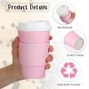 Tioncy 100 Set 16 oz Disposable Pink Coffee Cups with Lids and Sleeves Set Insulated Disposable Hot Travel Paper Cups for Valentine Hot Chocolate Cocoa Coffee Tea Cafe Travel Bar Supplies, Leak Proof view 3