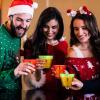 Bokon 120 Pcs 9 oz Christmas Clear Plastic Cups Dark Green and Red Christmas Disposable Wine Cups Disposable Cocktail Clear Plastic Tumblers for Xmas Parties Holiday Drinking view 4