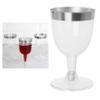 12 Disposable Plastic Champagne Flute Wine Glasses Wedding Clear Silver Rim 5oz view 3