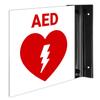 AED Automated External Defibrillator Projecting Sign, Double Sided, 6x6 Inches, ACM, with Satin Black Accessory, Made in USA view 1