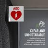 AED Automated External Defibrillator Projecting Sign, Double Sided, 6x6 Inches, ACM, with Satin Black Accessory, Made in USA view 4