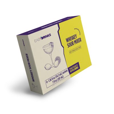 Easy Drinks Classic Cocktail Whiskey Sour Mixer - Ready to Make Cocktail & Mocktail Sachets - Real Fruit and Natural Ingredients - Gluten-Free, Lactose-Free, Vegan - 7.00 Fl Oz (6x 1.16 fl oz)
