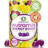 NUTRAMIN Energy Boost Vitamin Gummy - Skip The Coffee & Boost Your Energy, Caffeine-Free, Sugar-Free, Vegan, B12, Green Tea, Ashwagandha, Garcinia Cambogia, Raspberry Adaptogen - 90 ct view 1