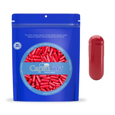 Capsuline Size 0 - Colored Red Empty Gelatin Capsules - 500 Count - Empty Gel Pill Capsules - DIY Pure Bovine Pill Capsule Filling - Empty Caps - Kosher and Halal Certified
