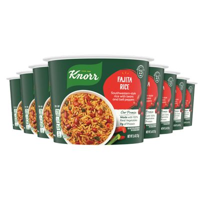 Knorr Rice Cup Fajita Rice 8 ct Delicious Rice Dish No Artificial Flavors or Preservatives 2.6 oz